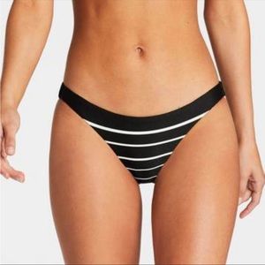 NWT Vitamin A Rosie Teeny Cut Cheeky Bikini
Bottoms Black White Midnight Stripe